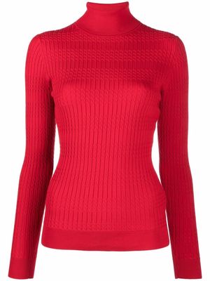 Tommy Hilfiger cable-knit roll-neck jumper - Red