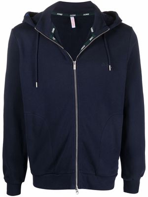 Sun 68 solid-colour zip-up hoodie - Blue