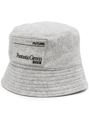 MSGM embroidered-logo bucket hat - Grey