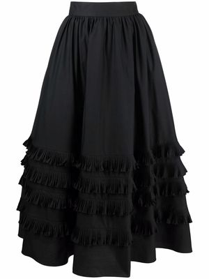Elie Saab poplin ruffled A-line skirt - Black