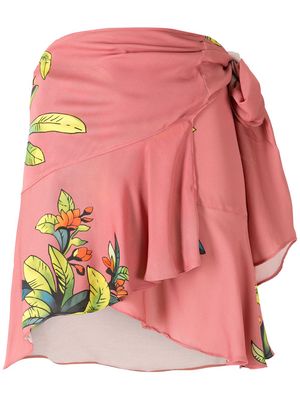 Amir Slama paneled print wrap skirt - Pink