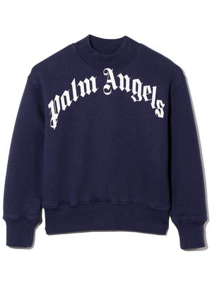 Palm Angels Kids logo-print sweatshirt - Blue