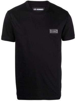 Les Hommes chest logo-patch T-shirt - Black