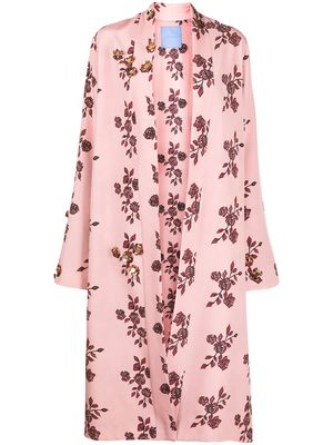 Macgraw St Peters floral-print silk robe - Pink