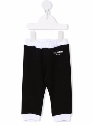 Balmain Kids logo-print cotton track trousers - Black
