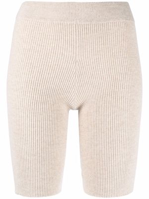 AMI AMALIA ribbed-knit merino shorts - Neutrals
