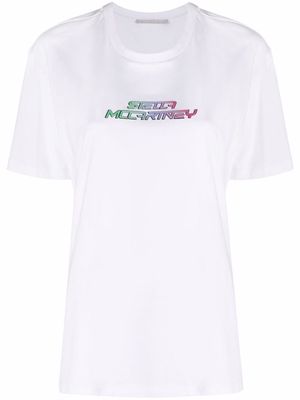 Stella McCartney raised-logo cotton T-shirt - White