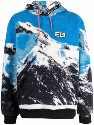 313 WORLDWIDE mountain-print pullover hoodie - Blue