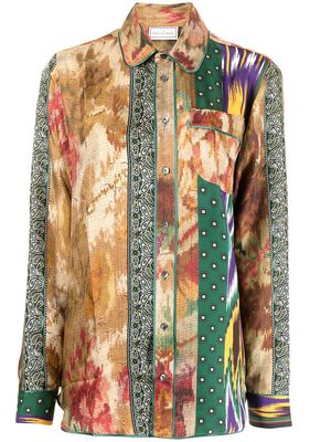 Pierre-Louis Mascia Vintage-floral long-sleeve silk blouse - Multicolour