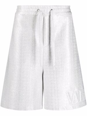 Valentino logo-embossed metallic-sheen track shorts - Grey