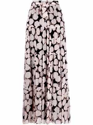DVF Diane von Furstenberg foliage-print tiered skirt - White