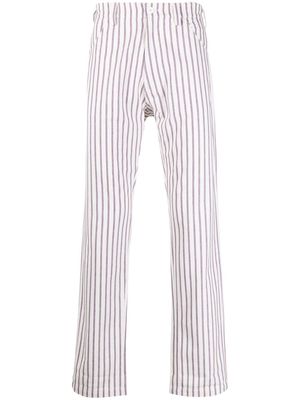 Anglozine striped slim-cut trousers - White