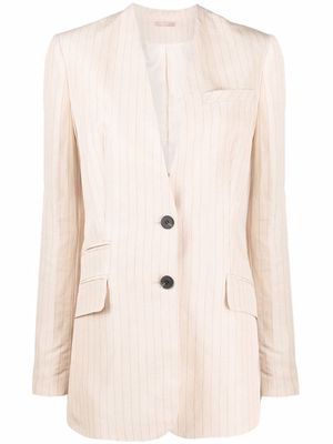 12 STOREEZ collarless tailored blazer - Neutrals
