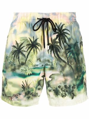 Palm Angels x Vilebrequin Jungle-print swim shorts - Green