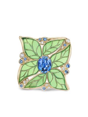 Pragnell 18kt yellow gold Wildflower Windflower blue sapphire and diamond ring