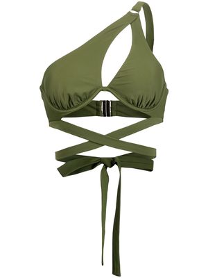Self-Portrait asymmetric wrap bikini top - GREEN GREEN