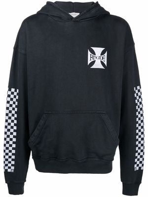 Rhude check-sleeves logo hoodie - Black