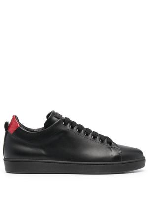 Kiton leather low-top sneakers - Black