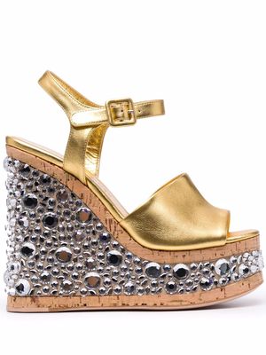 HAUS OF HONEY croco crystal modesty sandals - Gold