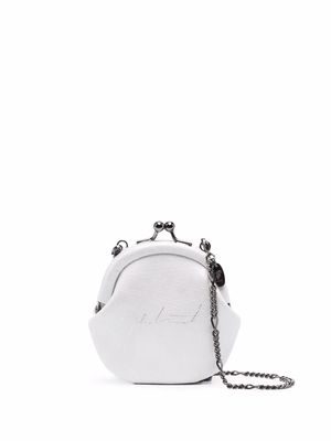 Discord Yohji Yamamoto logo-print leather purse - Grey