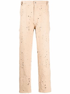 MSGM distressed-effect straight-leg trousers - Neutrals