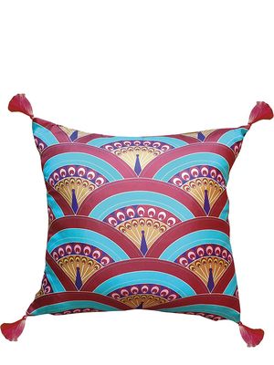 Les-Ottomans peacock-print silk cushion - Pink