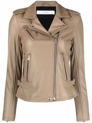 IRO leather fitted biker jacket - Grey