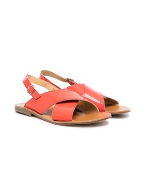 Gallucci Kids TEEN patent-leather crossover-straps sandals - Orange