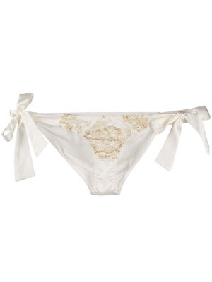Gilda & Pearl Reverie side-tie lace and satin briefs - White