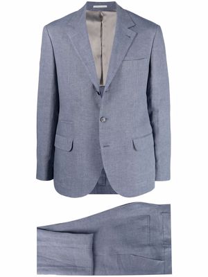 Brunello Cucinelli single-breasted corduroy linen suit - Blue