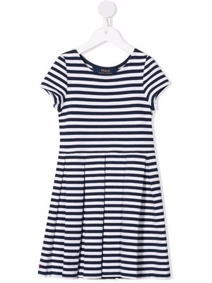 Ralph Lauren Kids striped pleated-skirt dress - Blue
