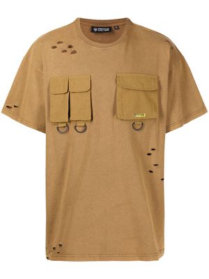 Mostly Heard Rarely Seen chest-pocket cotton T-shirt - Brown