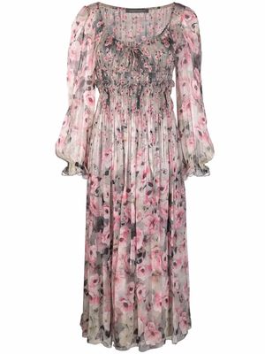 Alberta Ferretti floral-print silk midi dress - Pink