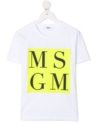 MSGM Kids logo crew-neck T-shirt - White