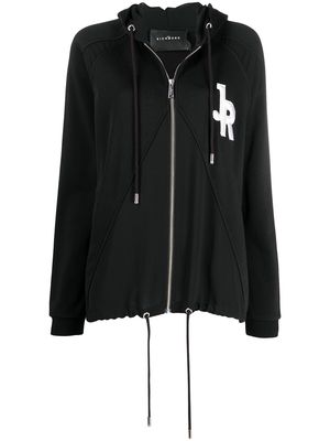 John Richmond duella logo patch zipped hoodie - Black