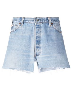 RE/DONE high-rise raw-cut denim shorts - Blue