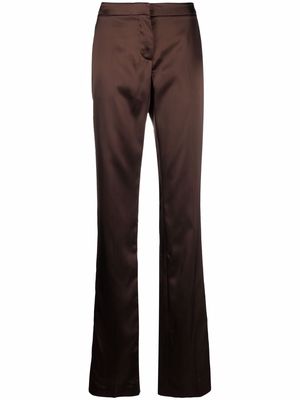 Alexander McQueen glossy finish straight-legged trousers - Brown