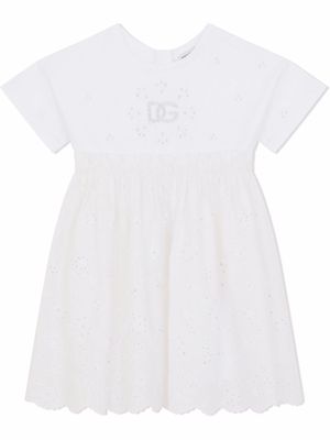 Dolce & Gabbana Kids broderie anglais cotton sundress - White