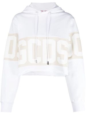 Gcds logo-print cotton hoodie - White