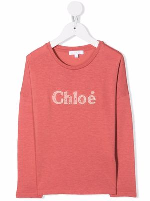 Chloé Kids logo-print sweatshirt - Pink