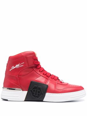 Philipp Plein panelled hi-top sneakers - Red