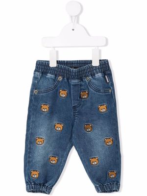 Moschino Kids embroidered Teddy Bear jeans - Blue