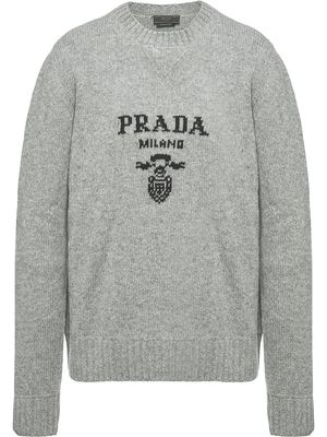 Prada intarsia-logo jumper - Grey