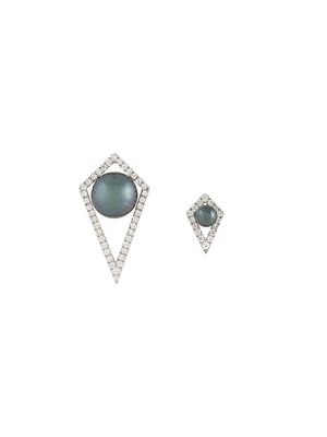 Elise Dray small and large diamond moon earrings - Grey