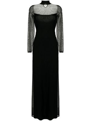 Ralph Lauren Collection sheer panels flared dress - Black