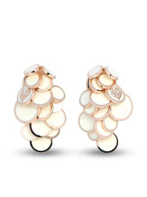 CHANTECLER 18kt rose gold Cascade Paillettes enamel and diamond earrings - Pink
