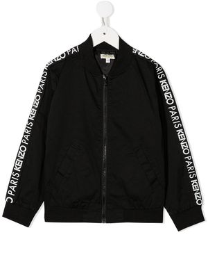 Kenzo Kids logo-tape bomber jacket - Black