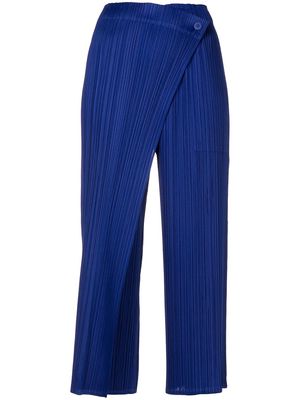 Pleats Please Issey Miyake fully-pleated cropped trousers - Blue