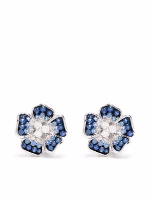 LEO PIZZO 18kt white gold Flora diamond and sapphire earrings - Silver