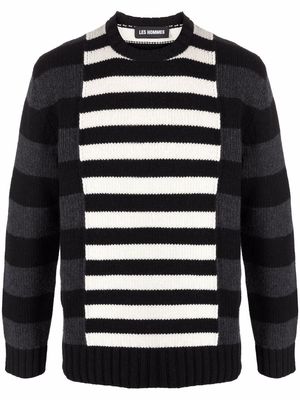 Les Hommes colour-block striped jumper - White